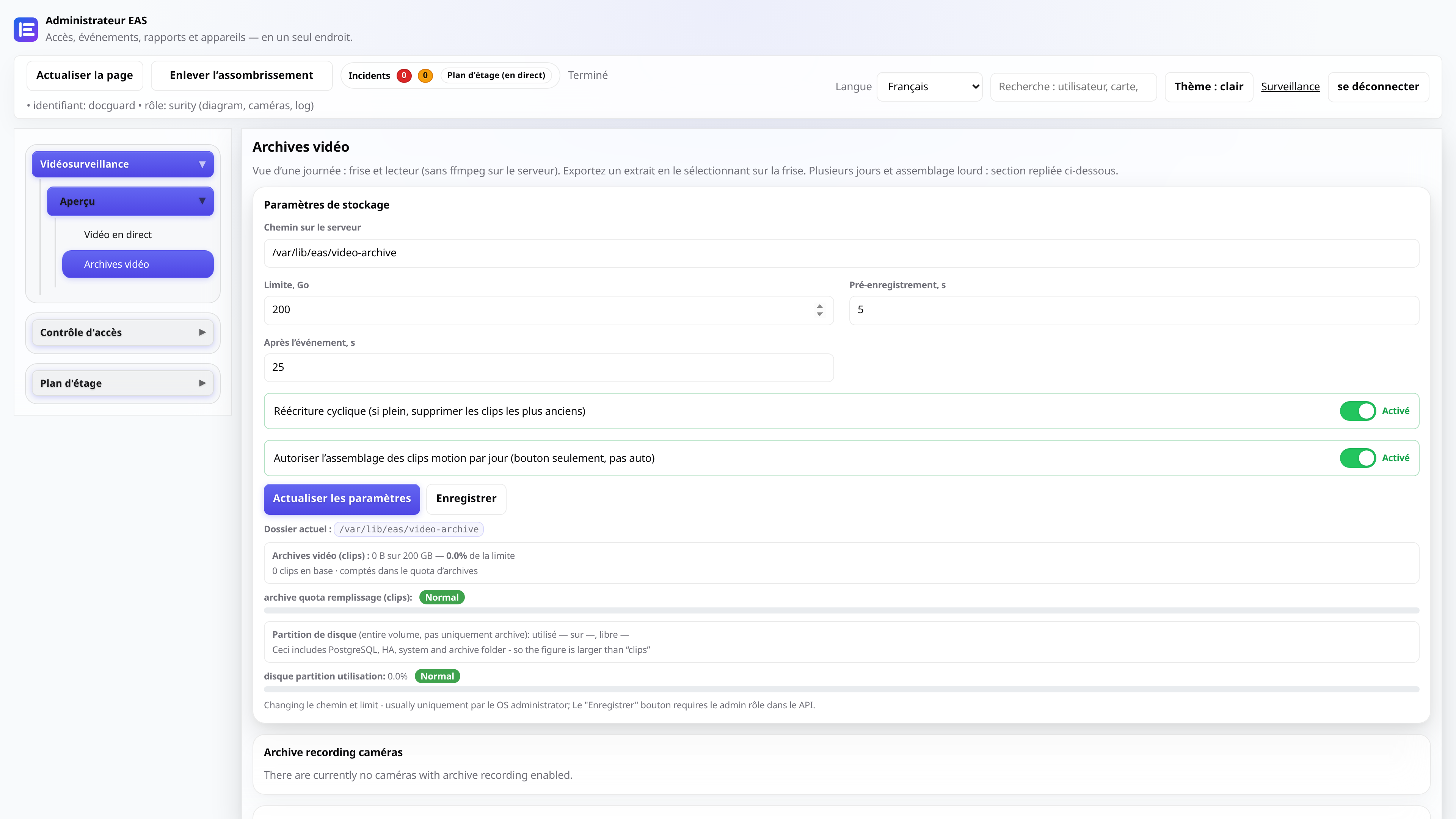 Archive vidéo - visualisation de la journée avec une balance